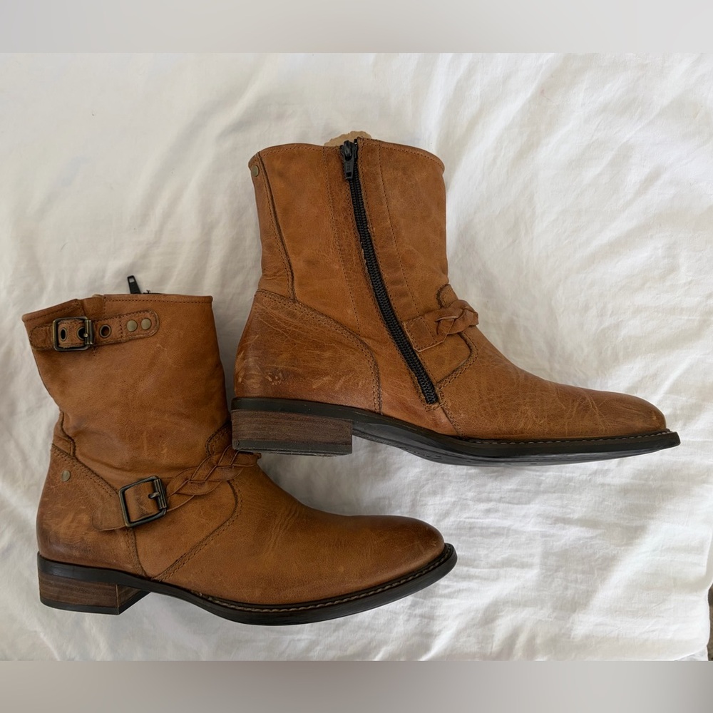 Paul Green Munchen Nathan Moro Ankle Boots Soft Leather Cognac Womens 6 UK/8 US